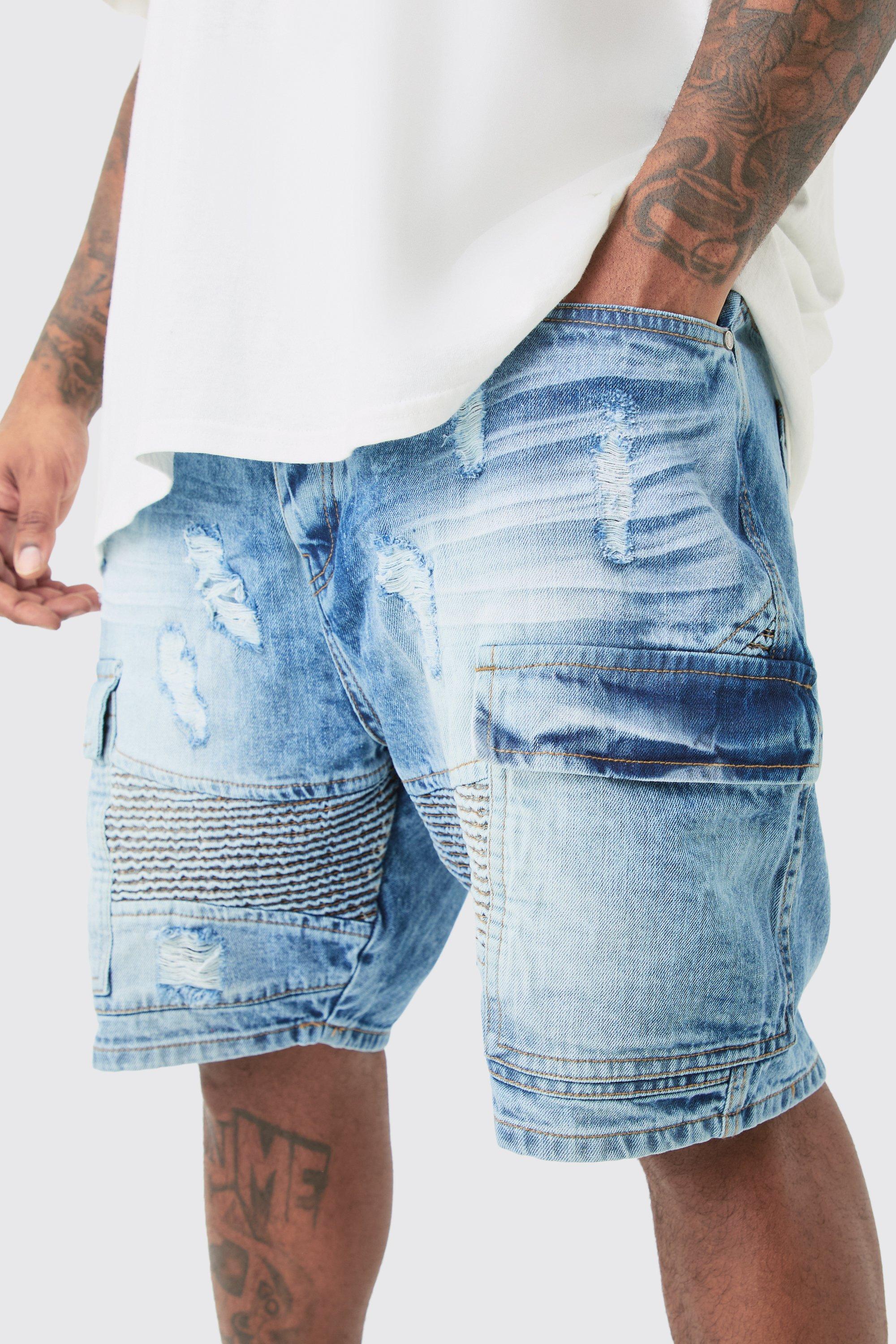 Biker jean shorts mens clearance